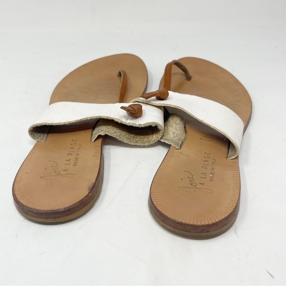 JOIE A LA PLAGE Women’s White Brown NICE Leather Sandals Size 38.5 US 8.5 - Picture 4 of 6